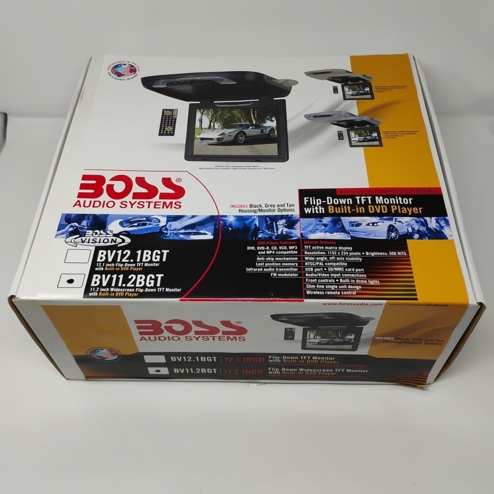 BOSS Audio Systems Flip-Down Widescreen TFT Monitor w Built In DVD Player BV11